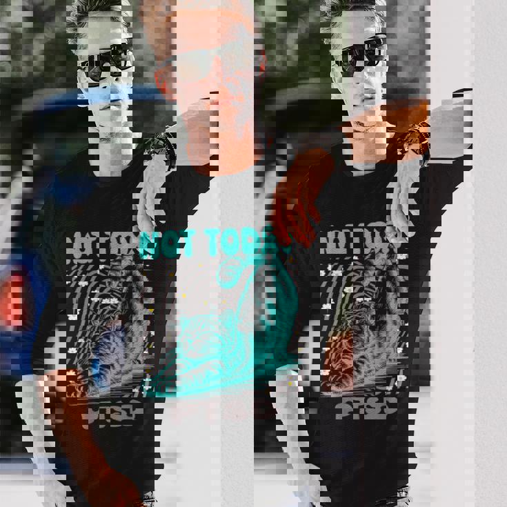 面白いptsd啓発リラックス猫は今日ではありません 長袖Tシャツ 彼への贈り物