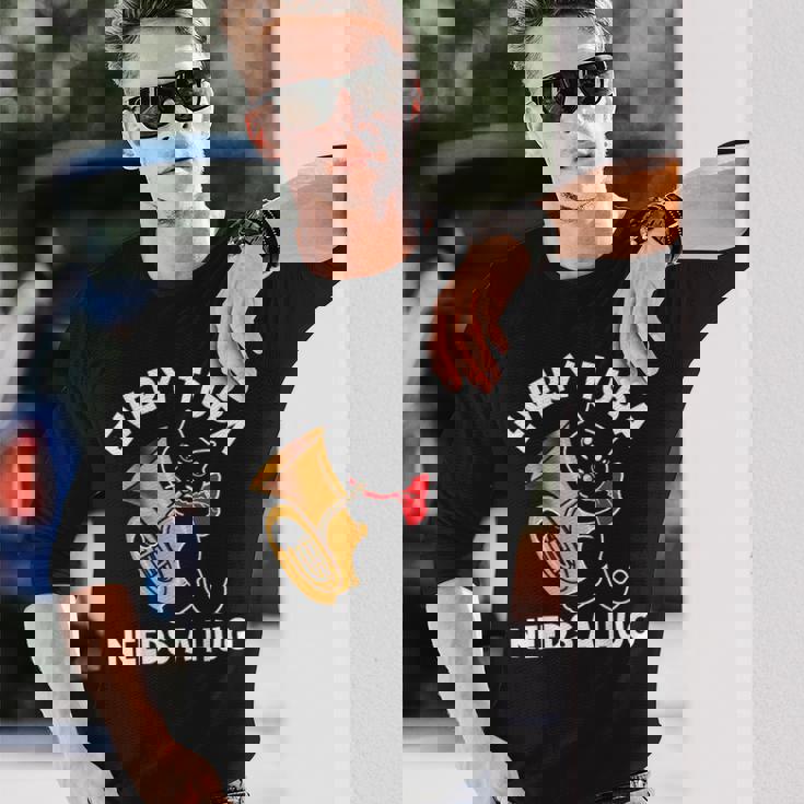 面白いチューバプレーヤー 長袖Tシャツ 彼への贈り物