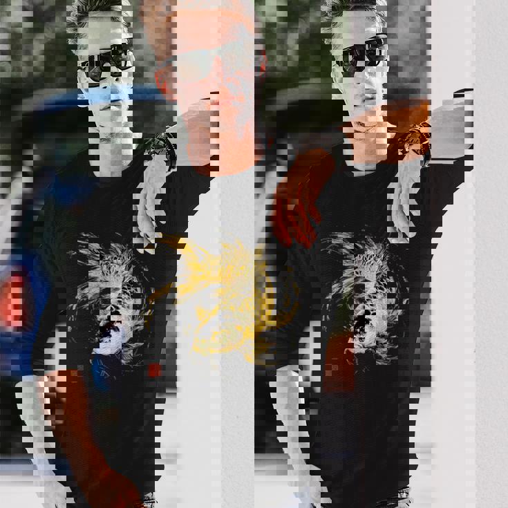 鯉 黒金 アクアリウム ニシキゴイ 観賞魚 イラスト 長袖Tシャツ 彼への贈り物