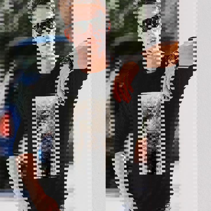 黒と白の天使 クラシックヴィンテージアート 長袖Tシャツ 彼への贈り物