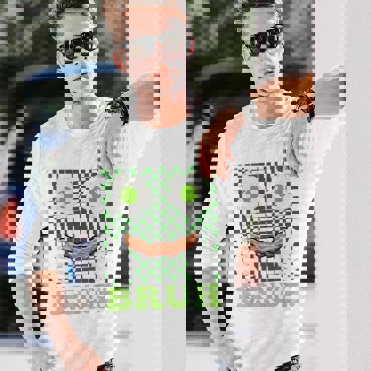 Bruh Green Face Eggs And Bacon Ham 朝食 聖パトリックズ 長袖Tシャツ 彼への贈り物