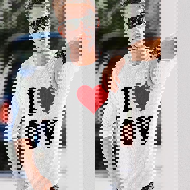 I Heart Ov Initials I Love OV First And Last Name O 長袖Tシャツ 彼への贈り物