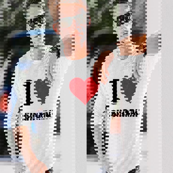 I Heart 石巻ジャパンラブ 日本のお土産品 長袖Tシャツ 彼への贈り物