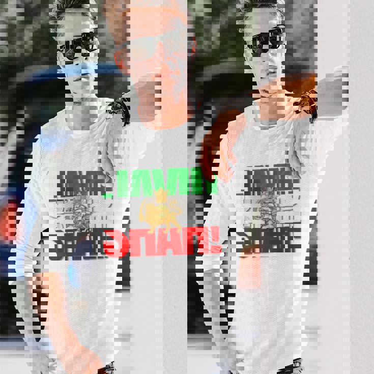 Javidhah イラン国旗 ペルシャパフラヴィー ライオンと太陽 長袖Tシャツ 彼への贈り物