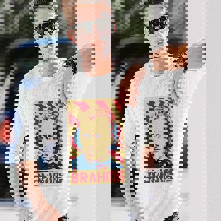 Johannes Brahms クラシック音楽の作曲家 レトロ調 長袖Tシャツ 彼への贈り物