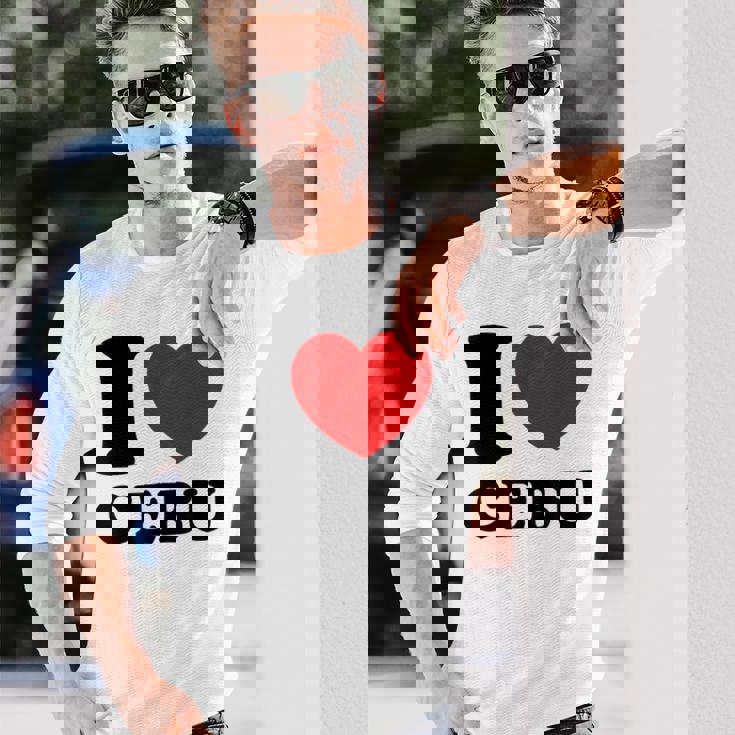 I Love Cebu フィリピン フィリピン人 長袖Tシャツ 彼への贈り物