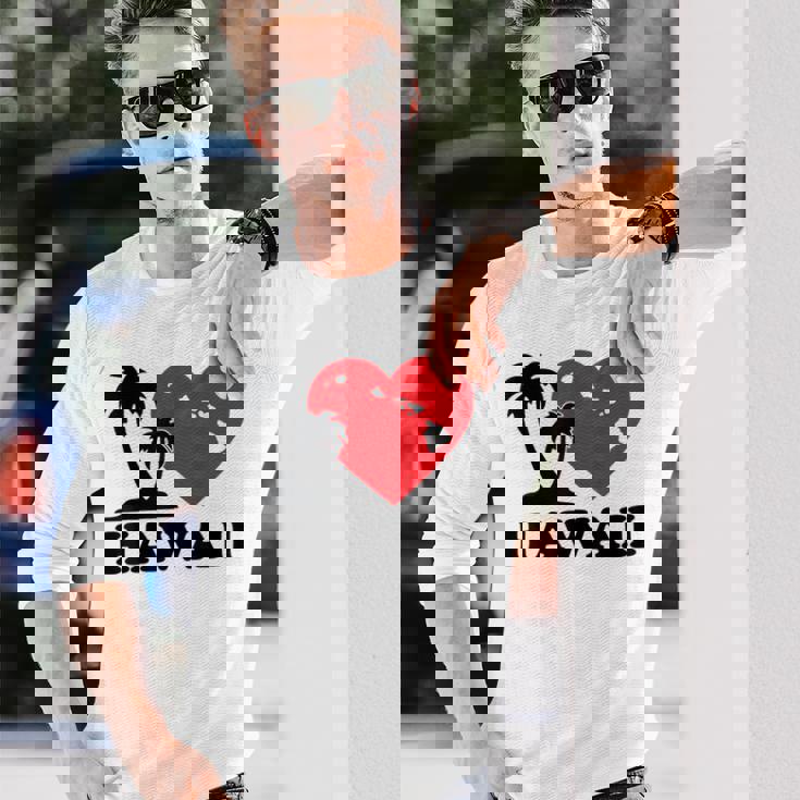 I Love Hawaii ハワイアンハートパーム レディース メンズ ボーイズ ガールズ 長袖Tシャツ 彼への贈り物