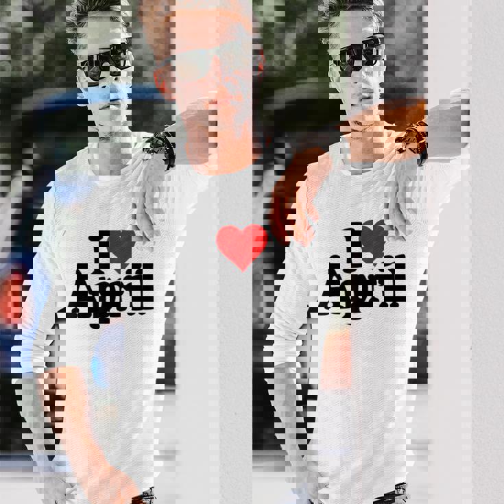 I Love Heart April Nameon A 長袖Tシャツ 彼への贈り物