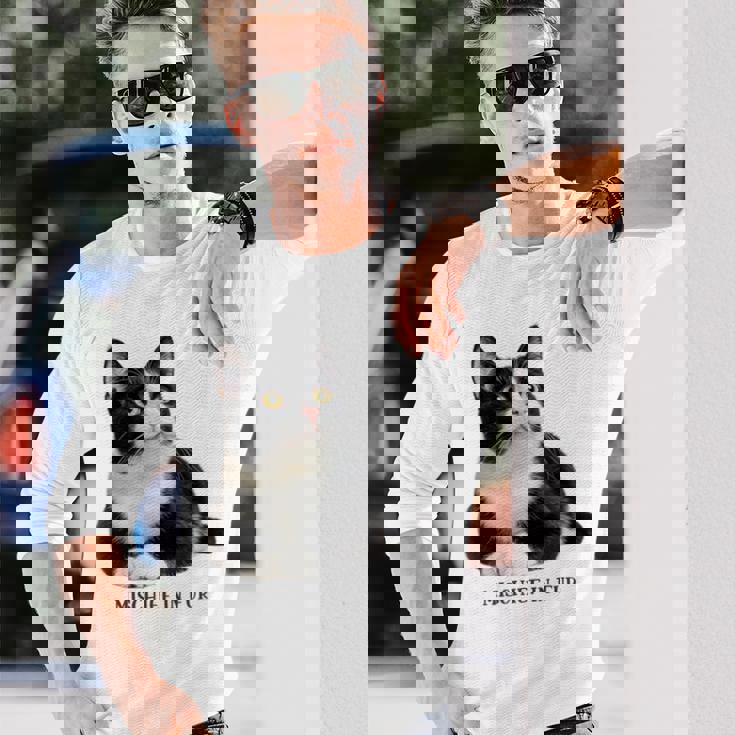 Mischief In Fur 猫写真 ハチワレ猫 黒白猫 猫好き ネタ 猫しもべ 猫飼い 猫依存症 長袖tシャツ 長袖Tシャツ 彼への贈り物