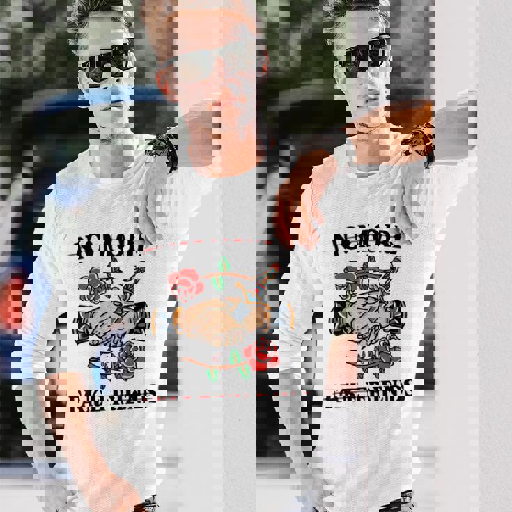 No More Fake Friends 伝統的なタトゥーインク オールドスクール エッジー 長袖Tシャツ 彼への贈り物