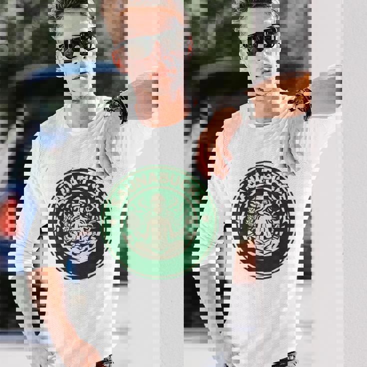 Saunabucks サウナ パロディ サウナー向け おもしろデザイン ととのう グッズ おもしろ 文字 スタバ カフェ 長袖Tシャツ 彼への贈り物