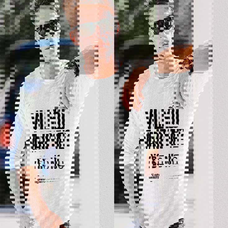 Will You Marry Me Wedding おもしろプロポーズ 長袖Tシャツ 彼への贈り物