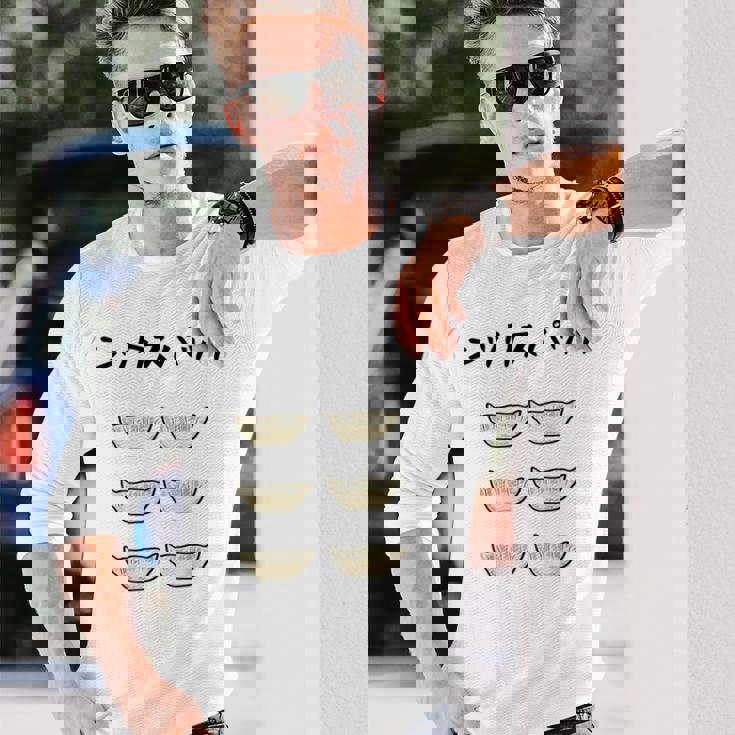 【シックスパック 餃子】ギョーザ 6個 筋肉 食べ物 おもしろ 腹筋 筋トレ ダイエット 面白い ギャグ ネタ ウケ狙い 長袖Tシャツ 彼への贈り物