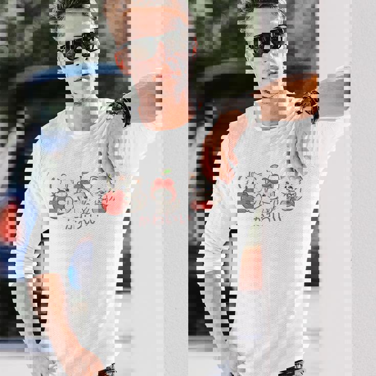 かわいい ねこ さくらんぼ カワイイ 日本風 キャット カートゥーン 長袖Tシャツ 彼への贈り物