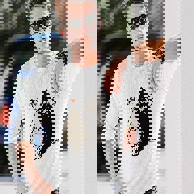 かわいい影モンスター コントラスト イラスト 長袖tシャツ 長袖Tシャツ 彼への贈り物