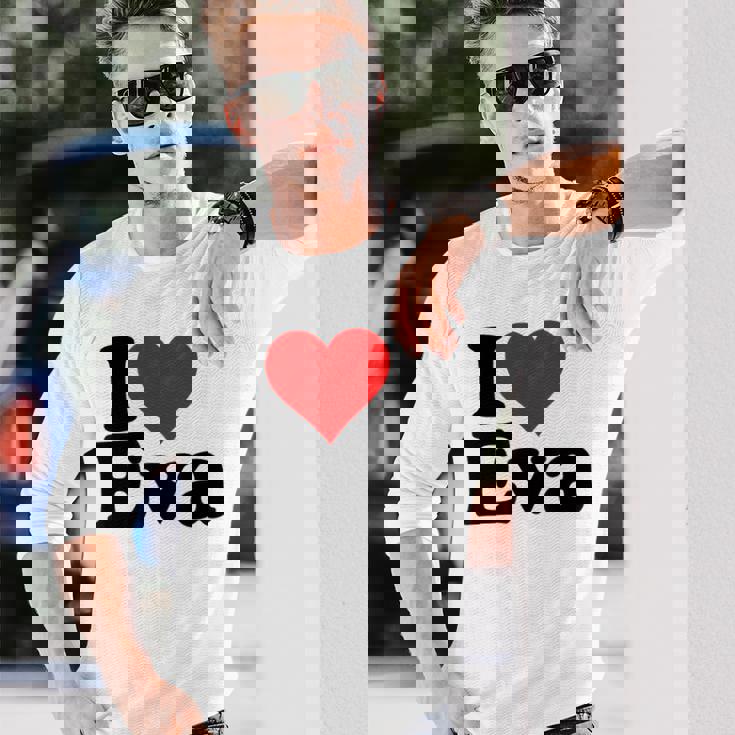 アイ・ラブ・ハート・エヴァ 長袖Tシャツ 彼への贈り物