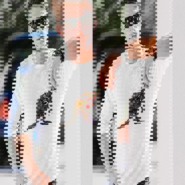 アボリジニアート カンガルー。 長袖Tシャツ 彼への贈り物