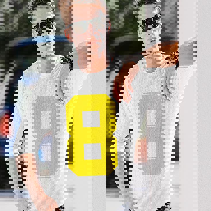 イエローナンバー8 背面 スポーツチームジャージ番号 長袖Tシャツ 彼への贈り物