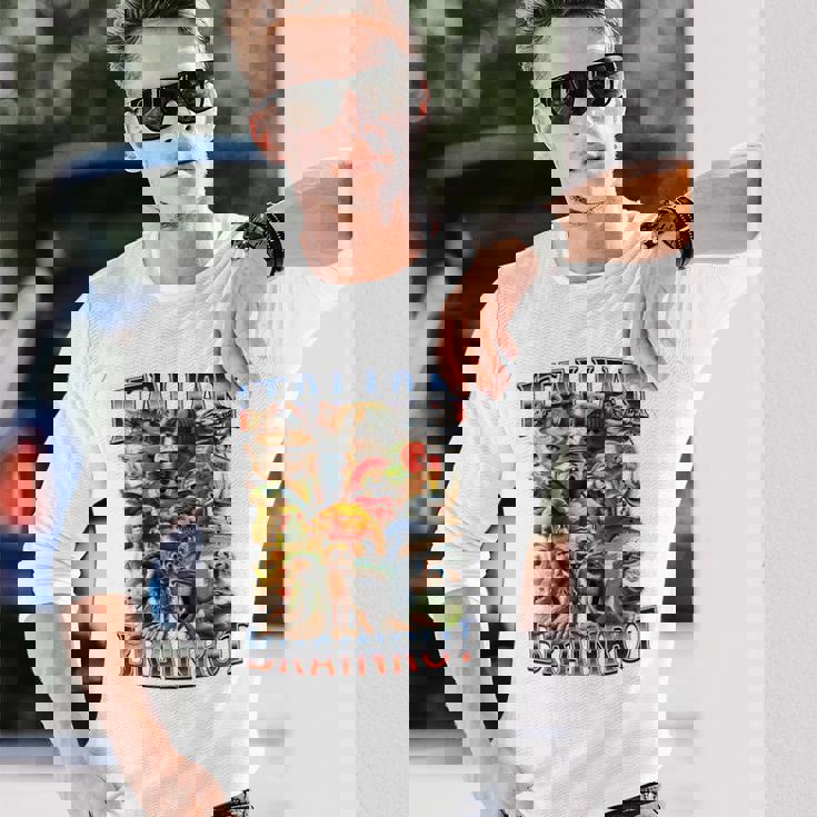 イタリアンブレインロットファニーイタリアンブレインロットミーム 長袖Tシャツ 彼への贈り物