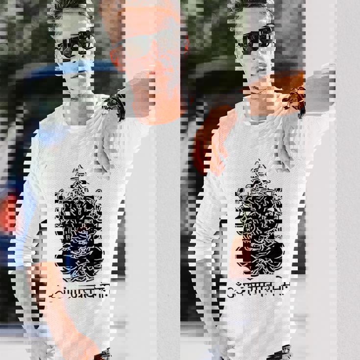 ガネーシュtシャツ サンスクリット語 ガネーシャマントラ 長袖Tシャツ 彼への贈り物