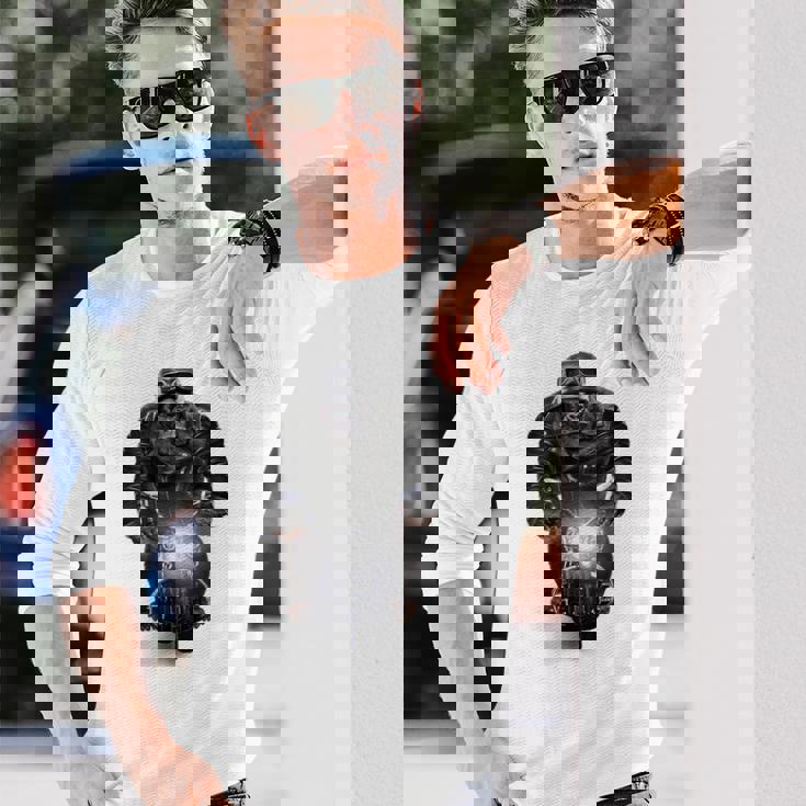 ゴリラ 動物 バイク ヘルメット 長袖Tシャツ 彼への贈り物