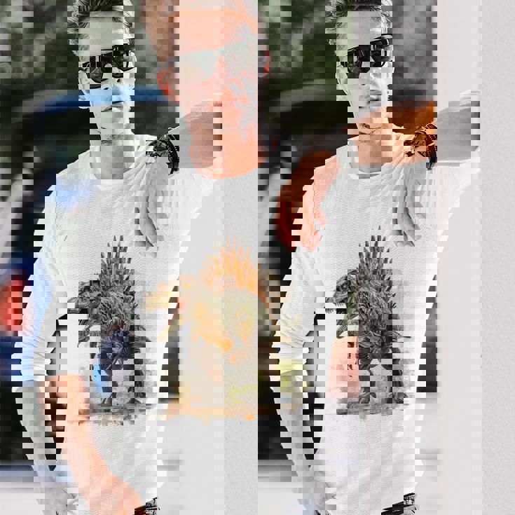 スピノサウルス 恐竜モチーフ イラスト スピノサウルス 長袖Tシャツ 彼への贈り物