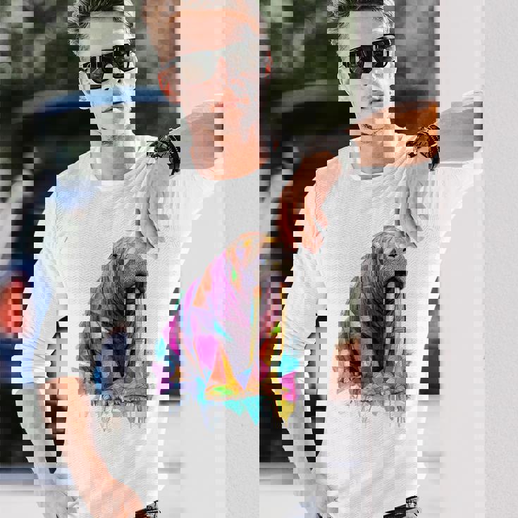 セイウチ 動物 モチーフ イラスト セイウチ 長袖Tシャツ 彼への贈り物