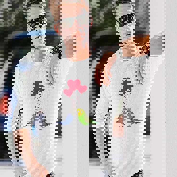 セキセイインコ、面白い鳥、楽しい、セキセイインコ 長袖Tシャツ 彼への贈り物