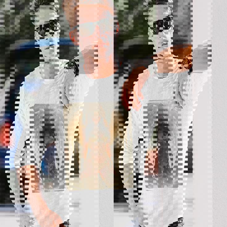 バックプリントtシャツ セクシーなブルネットエンジェルピンナップガール 長袖tシャツ 長袖Tシャツ 彼への贈り物