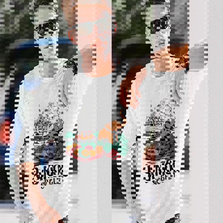 バンコク タイ 象 寺 果物 お土産 長袖Tシャツ 彼への贈り物