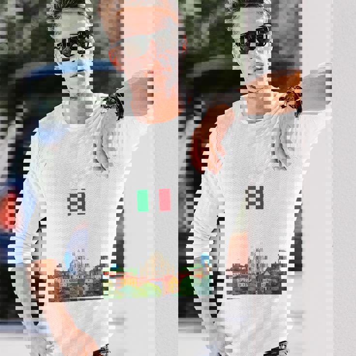 ミラノ お土産 イタリア 旅行 ミラノ バケーション イタリア国旗 長袖Tシャツ 彼への贈り物