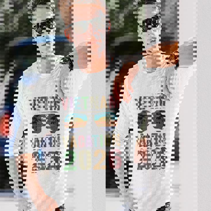 レトロ ベトナム バケーション 2026 旅行 ビーチ 旅行 マッチング 長袖Tシャツ 彼への贈り物