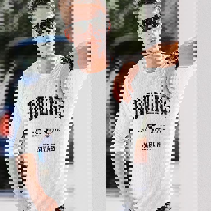 ローリングス メリーランド Md ヴィンテージ アスレチック ブラック スポーツデザイン 長袖tシャツ 長袖Tシャツ 彼への贈り物