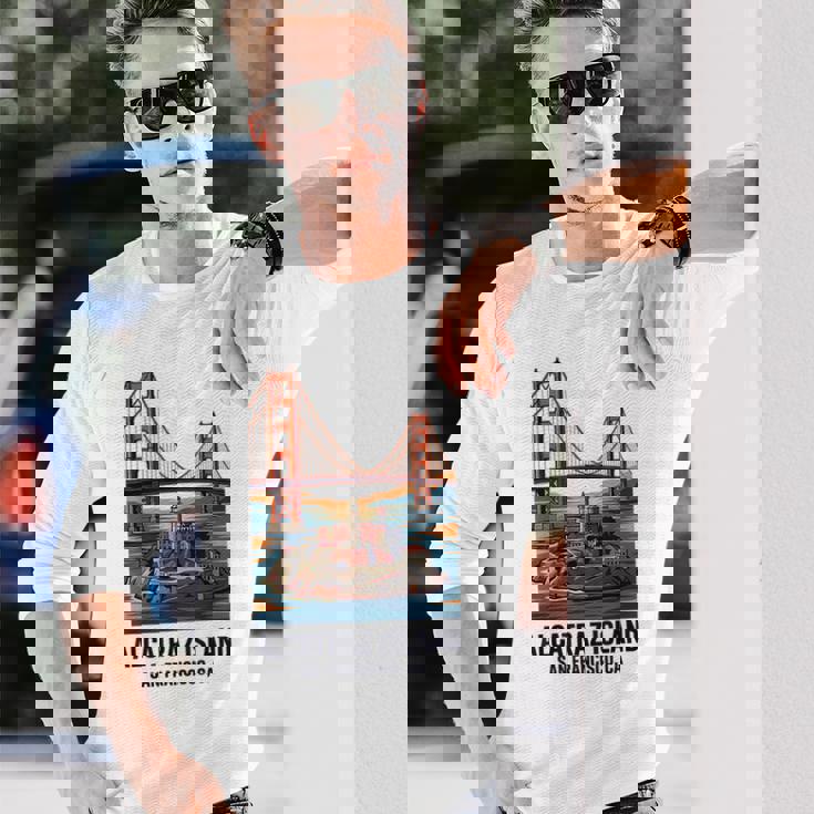 ヴィンテージ アルカトラズ島 サンフランシスコ ゴールデンゲート ベイエリア 長袖Tシャツ 彼への贈り物