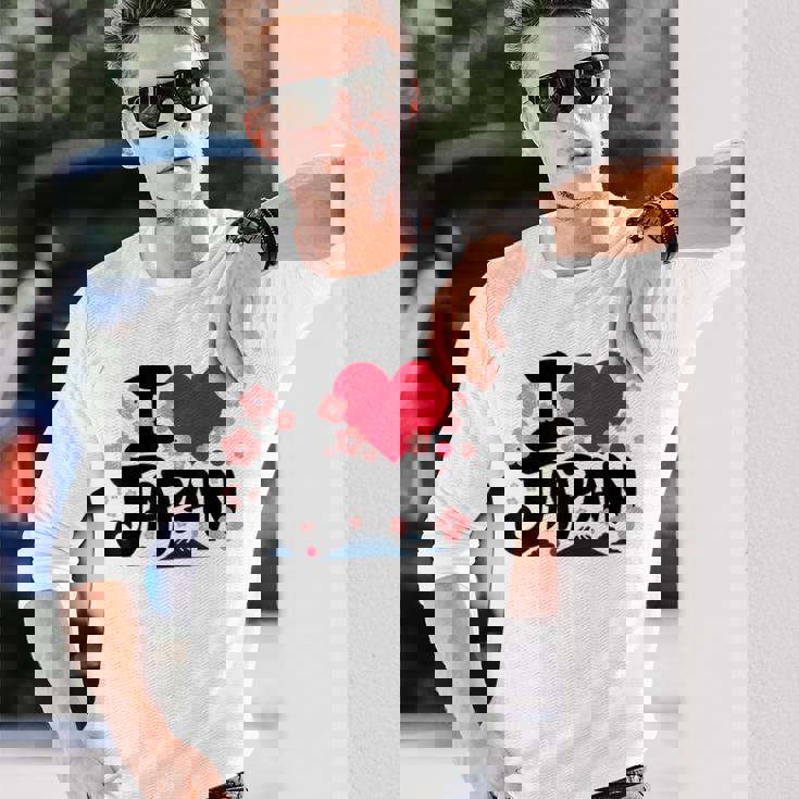 日本人 I Love Japan 桜 旗 富士山 旅行 長袖Tシャツ 彼への贈り物