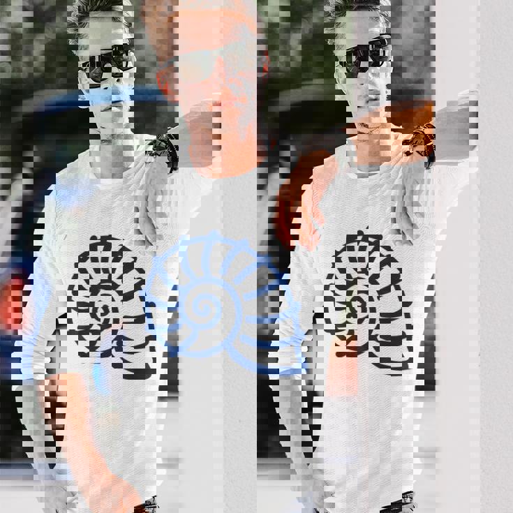 海のユーモア シンプルでミニマルな貝殻 貝殻 長袖Tシャツ 彼への贈り物