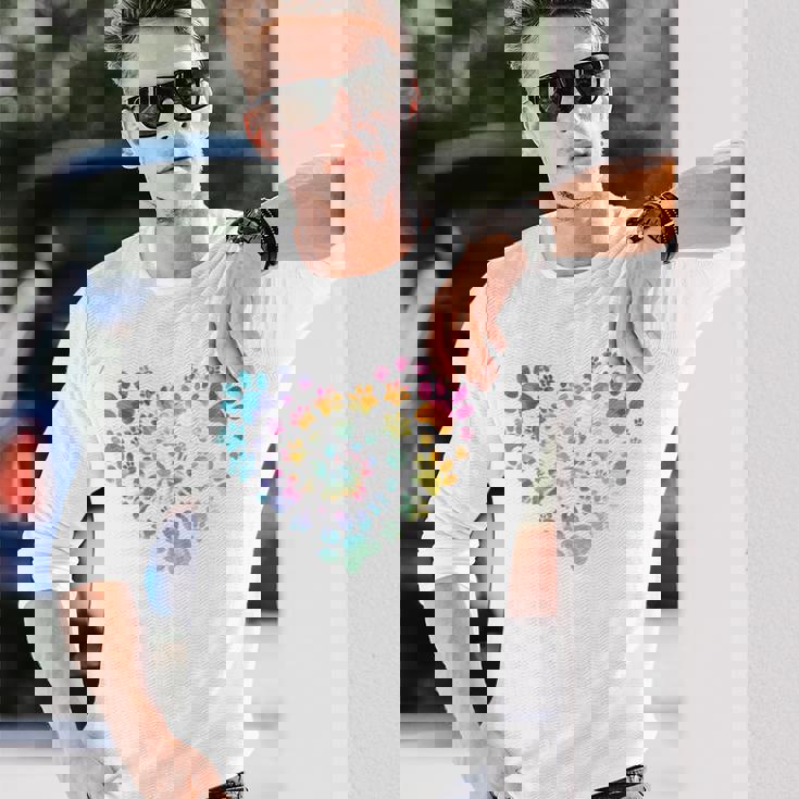 バックプリント 犬の足跡 犬 ペット 足跡 プリント 長袖tシャツ 長袖Tシャツ 彼への贈り物