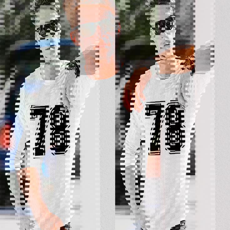 番号 78 ブラック スポーツファン ジャージ ナンバー 長袖Tシャツ 彼への贈り物