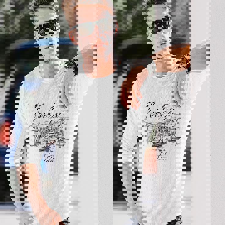 美しいヴェネツィア イタリア ベネチア イタリア お土産 長袖Tシャツ 彼への贈り物