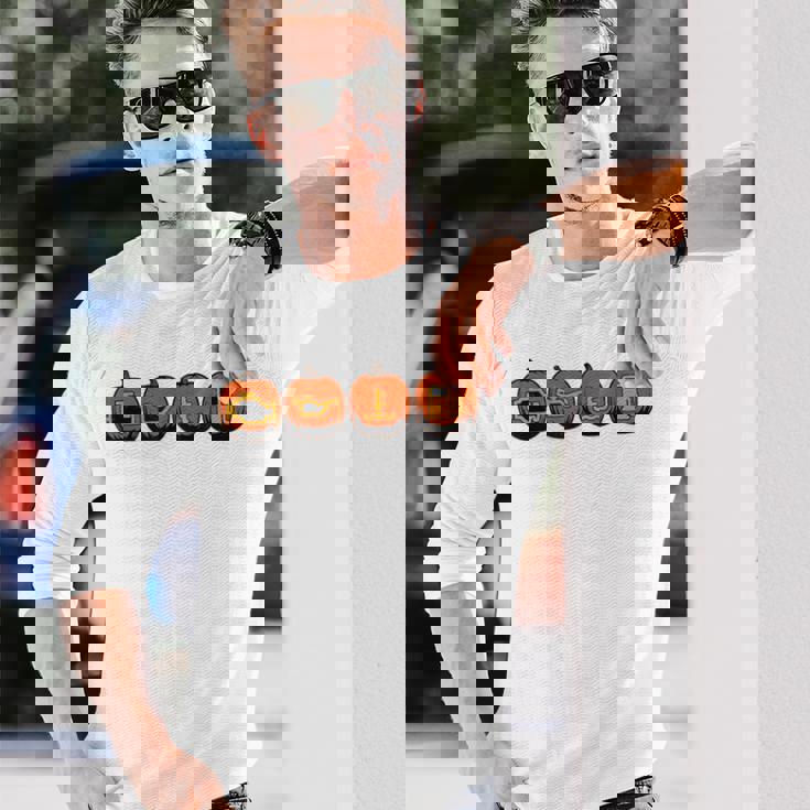 車の警告灯 面白いメカニック ハロウィン パンプキン オレンジ 長袖Tシャツ 彼への贈り物