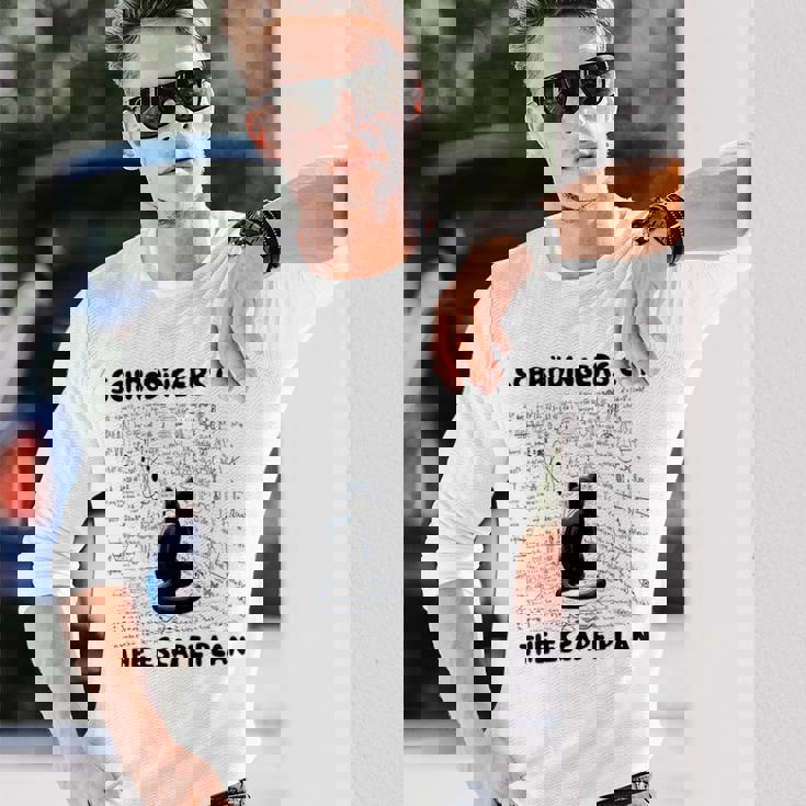 量子物理学教師シュレーディンガーの猫 脱出計画 長袖Tシャツ 彼への贈り物