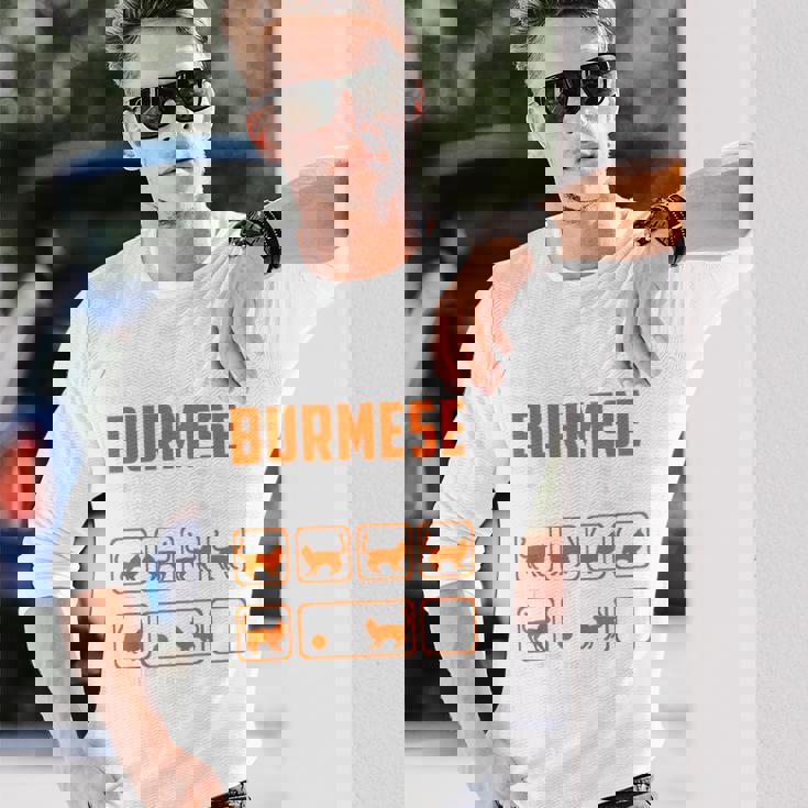 頑固なビルマの猫 トリックおもしろ子猫愛好家 長袖Tシャツ 彼への贈り物