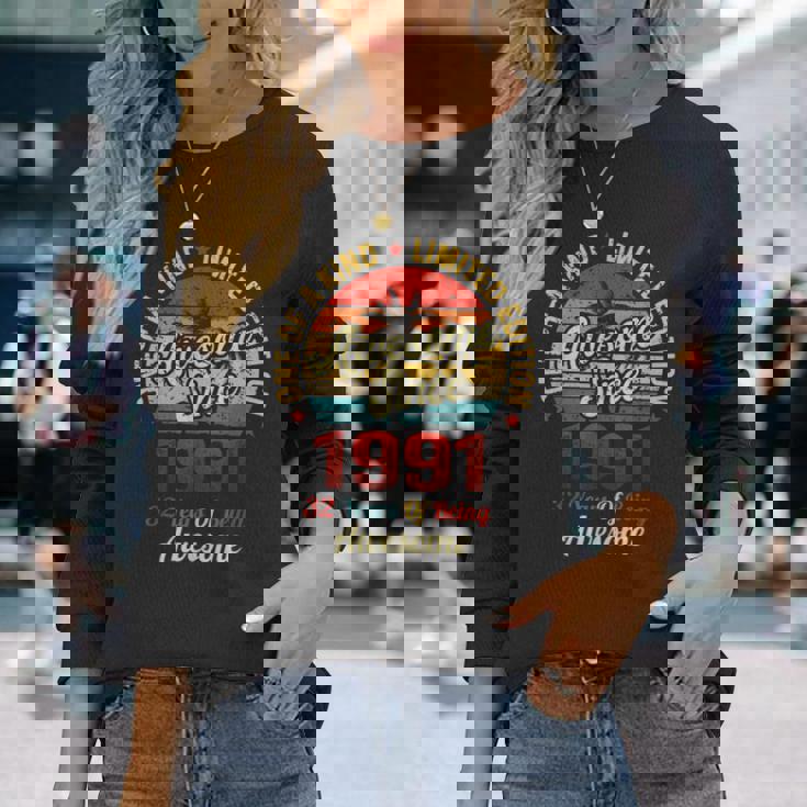 32 誕生日デコレーション メンズ レディース 1991 Bday 32Th Birthday 長袖Tシャツ 彼女への贈り物
