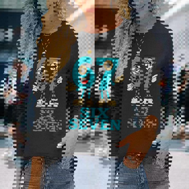 67 シックスセブン 6-7 面白いイタリアンブレインロットスラングゲームミーム 長袖Tシャツ 彼女への贈り物