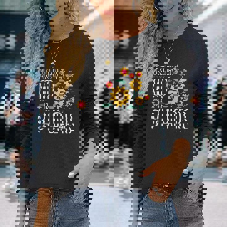 94歳の神に祝福され 可愛いひまわり 94歳の誕生日 長袖tシャツ 長袖Tシャツ 彼女への贈り物