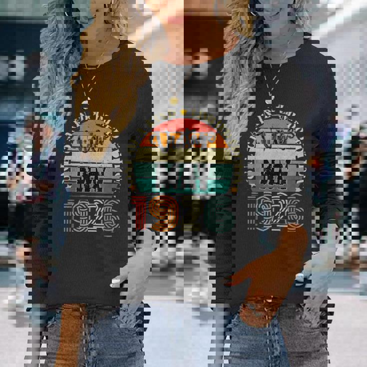 98歳 ヴィンテージ 1926年5月 98歳の誕生日 レトロ 長袖Tシャツ 彼女への贈り物