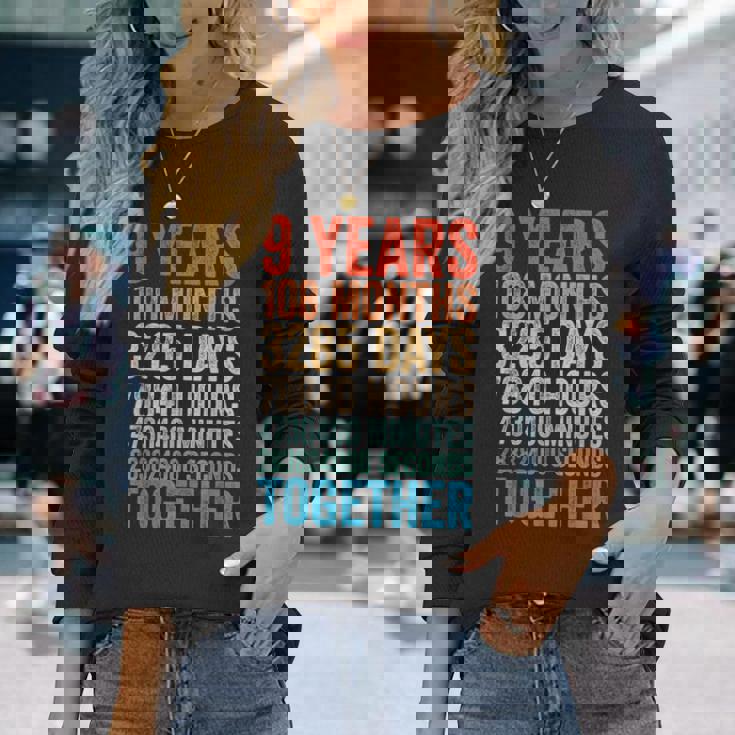 9年目の記念日 彼 彼女 カップル 9回目の結婚 長袖Tシャツ 彼女への贈り物