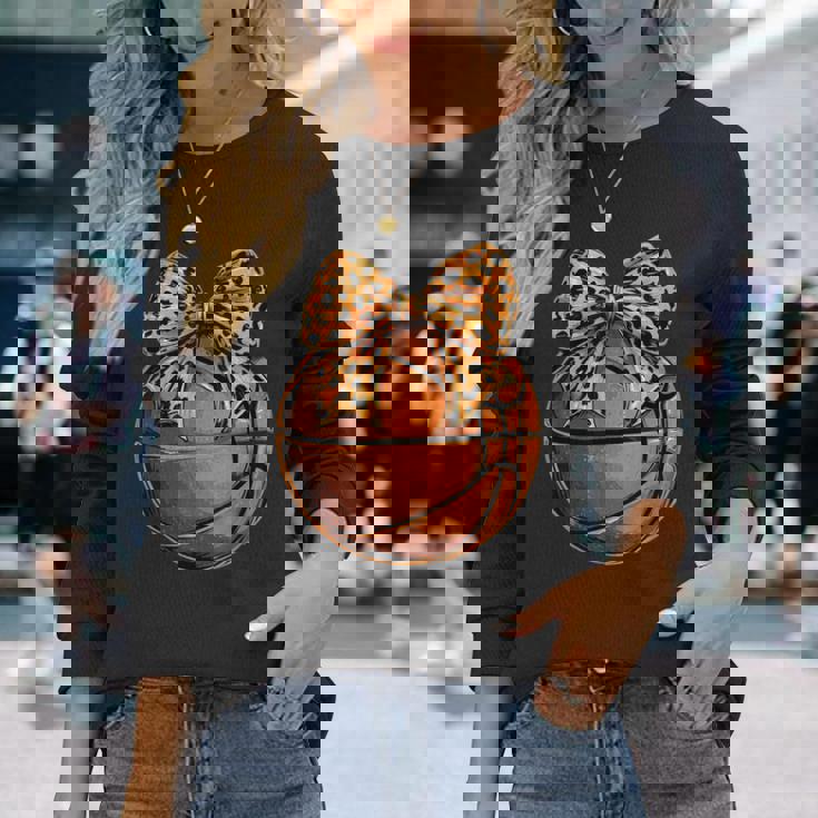 Basketball Coquette Bow Cute Basketball Player Long Sleeve T-Shirt Gifts for Her