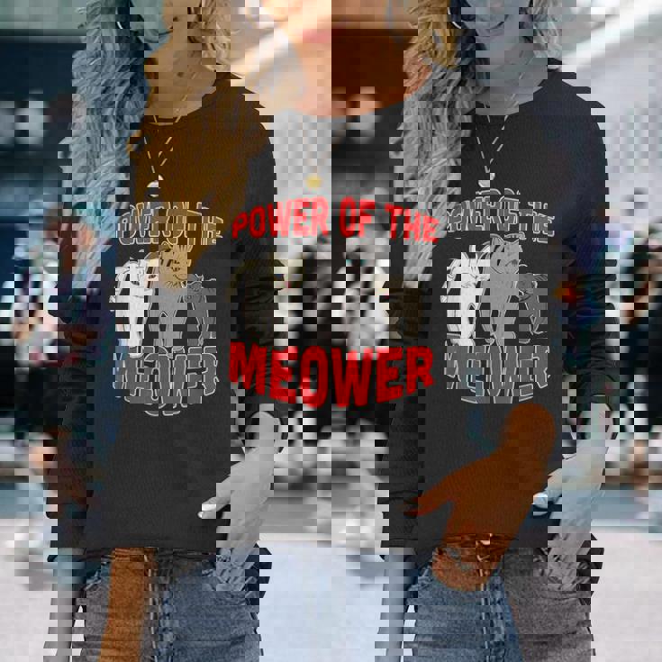 Catuperheros Power Of The Meower Feline Bossestrut Meow 長袖Tシャツ 彼女への贈り物