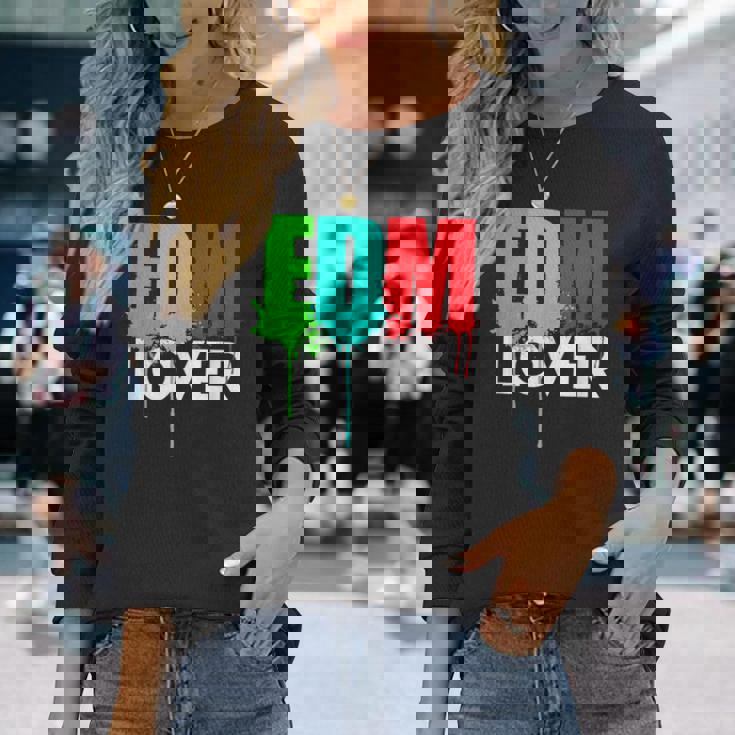 Cute Edm Cool Edm Lover Rave ホワイトインク 長袖Tシャツ 彼女への贈り物